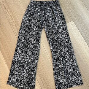 cleo Black and White Floral-Print Wide Leg Pants